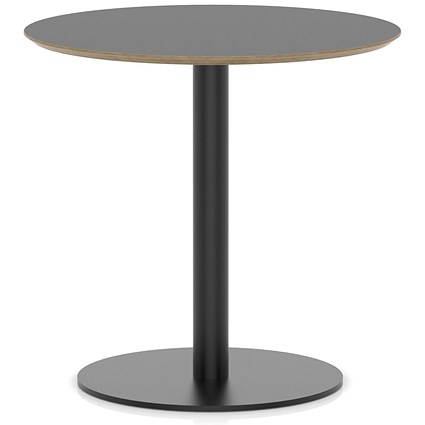Brixworth 800mm Round Coffee Table Black Top Black Leg Disc Base Medium