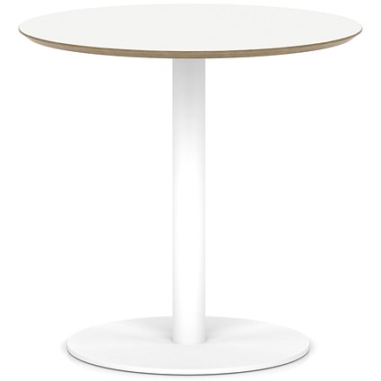 Brixworth 800mm Round Coffee Table White Top White Leg Disc Base Medium