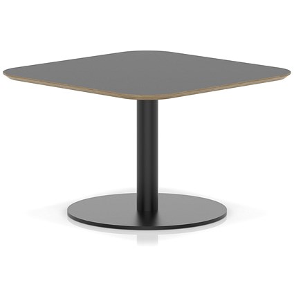 Brixworth 800mm Square Coffee Table Black Top Black Leg Disc Base Low