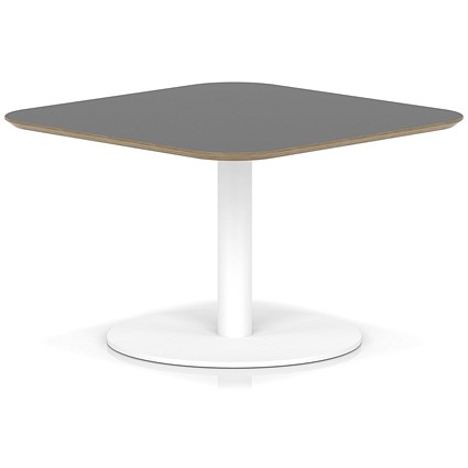 Brixworth 800mm Square Coffee Table Black Top White Leg Disc Base Low