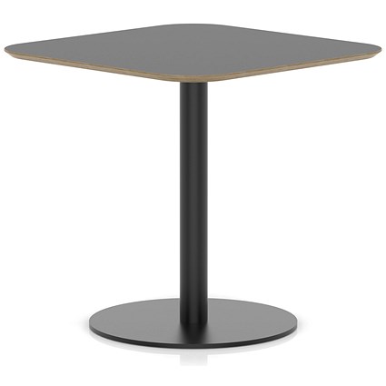 Brixworth 800mm Square Coffee Table Black Top Black Leg Disc Base Medium