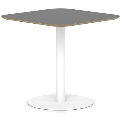 Brixworth 800mm Square Coffee Table Black Top White Leg Disc Base Medium