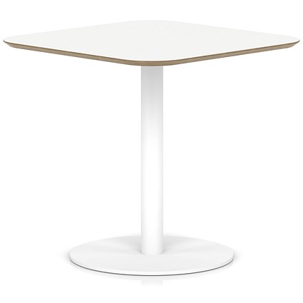 Brixworth 800mm Square Coffee Table White Top White Leg Disc Base Medium