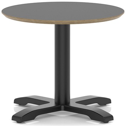 Brixworth 600mm Round Coffee Table Black Top Black Leg Cross Base Low