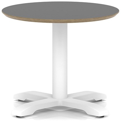 Brixworth 600mm Round Coffee Table Black Top White Leg Cross Base Low