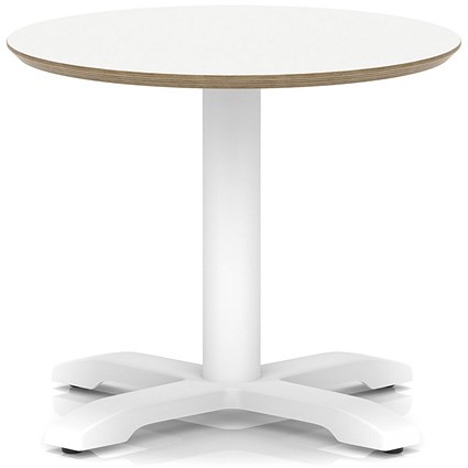 Brixworth 600mm Round Coffee Table White Top White Leg Cross Base Low