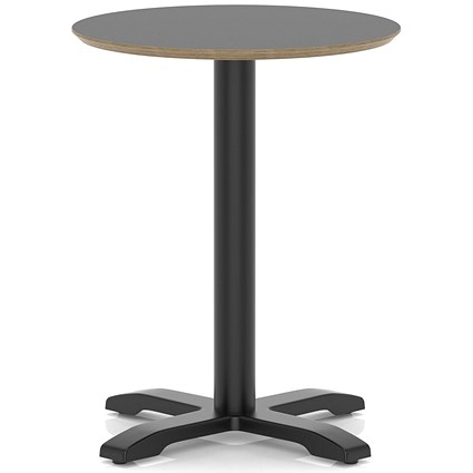 Brixworth 600mm Round Coffee Table Black Top Black Leg Cross Base Medium