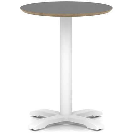 Brixworth 600mm Round Coffee Table Black Top White Leg Cross Base Medium
