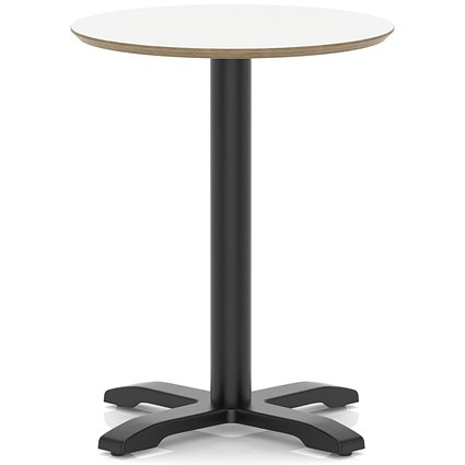 Brixworth 600mm Round Coffee Table White Top Black Leg Cross Base Medium