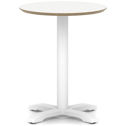 Brixworth 600mm Round Coffee Table White Top White Leg Cross Base Medium
