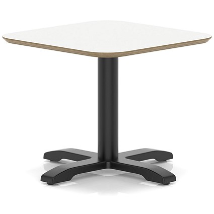 Brixworth 600mm Square Coffee Table White Top Black Leg Cross Base Low