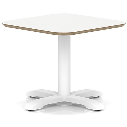 Brixworth 600mm Square Coffee Table White Top White Leg Cross Base Low