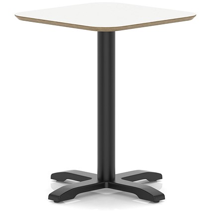 Brixworth 600mm Square Coffee Table White Top Black Leg Cross Base Medium