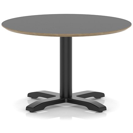 Brixworth 800mm Round Coffee Table Black Top Black Leg Cross Base Low