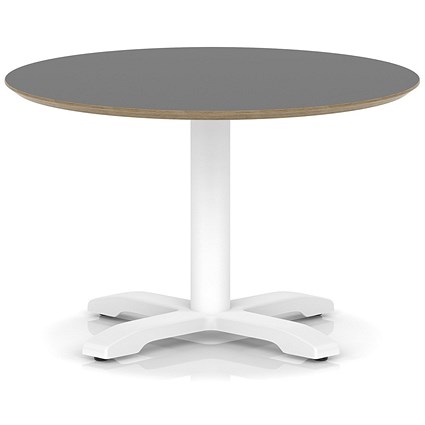 Brixworth 800mm Round Coffee Table Black Top White Leg Cross Base Low