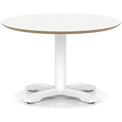 Brixworth 800mm Round Coffee Table White Top White Leg Cross Base Low