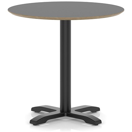Brixworth 800mm Round Coffee Table Black Top Black Leg Cross Base Medium
