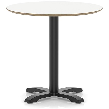 Brixworth 800mm Round Coffee Table White Top Black Leg Cross Base Medium