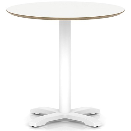 Brixworth 800mm Round Coffee Table White Top White Leg Cross Base Medium