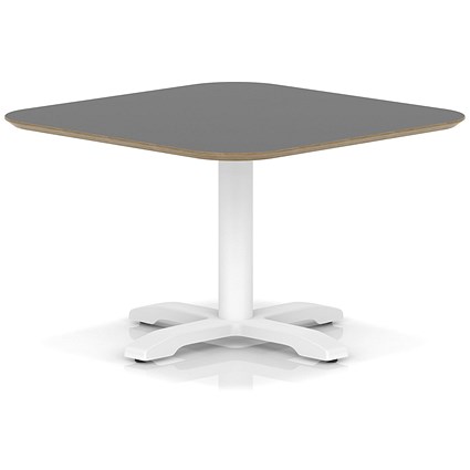 Brixworth 800mm Square Coffee Table Black Top White Leg Cross Base Low