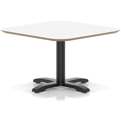 Brixworth 800mm Square Coffee Table White Top Black Leg Cross Base Low