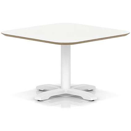 Brixworth 800mm Square Coffee Table White Top White Leg Cross Base Low