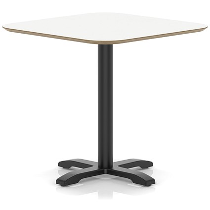 Brixworth 800mm Square Coffee Table White Top Black Leg Cross Base Medium