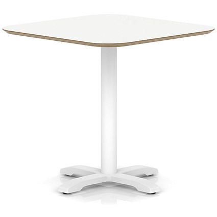 Brixworth 800mm Square Coffee Table White Top White Leg Cross Base Medium