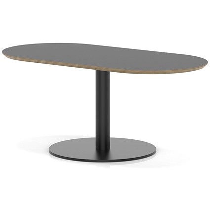 Brixworth 1200mm Oblong Coffee Table Black Top Black Leg Disc Base Low