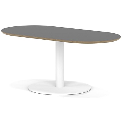 Brixworth 1200mm Oblong Coffee Table Black Top White Leg Disc Base Low