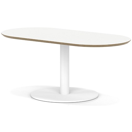Brixworth 1200mm Oblong Coffee Table White Top White Leg Disc Base Low