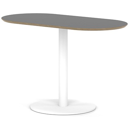 Brixworth 1200mm Oblong Coffee Table Black Top White Leg Disc Base Medium