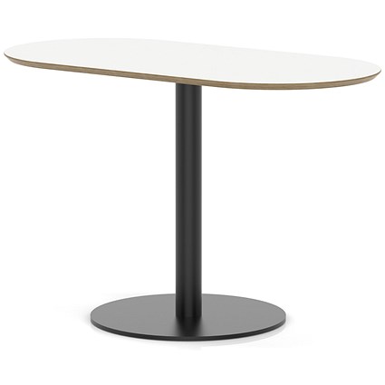 Brixworth 1200mm Oblong Coffee Table White Top Black Leg Disc Base Medium
