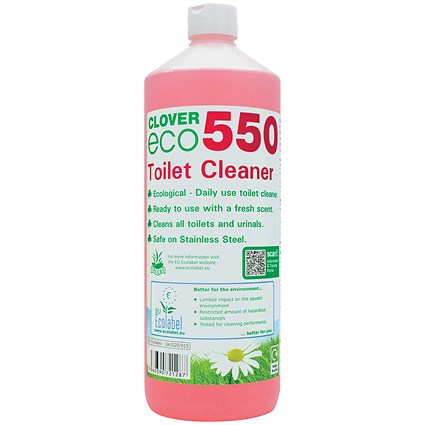 Clover ECO 550 Toilet Cleaner, 1 Litre, Pack of 12