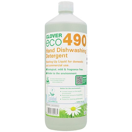 Clover ECO 490 Dishwashing Detergent, 1 Litre, Pack of 12