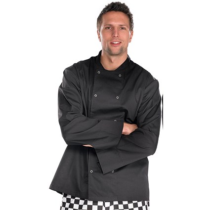 Beeswift Chefs Jacket, Long Sleeve, Black, Medium