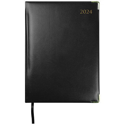 Collins Manager Appointment Diary, Week To View, Black, 2024