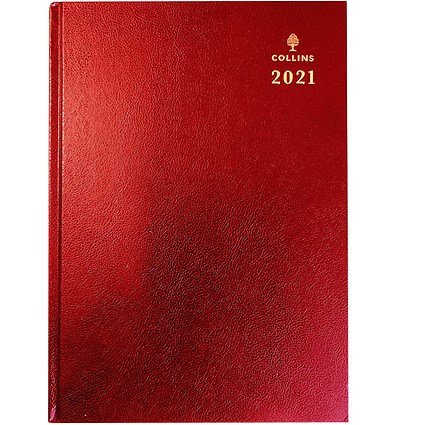 Collins Desk Diary Week to View A5 Red 2021