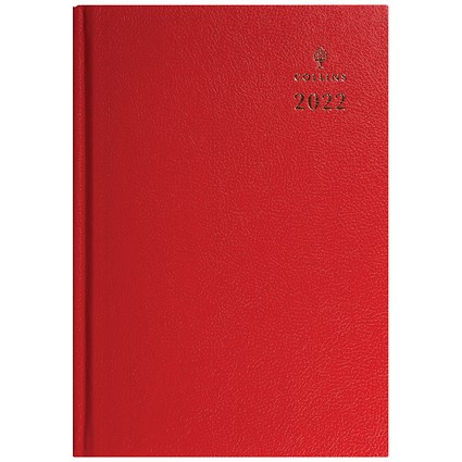 Collins A5 Desk Diary Week To View Red 2022