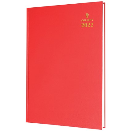 Collins A4 Desk Diary Week To View Red 2022