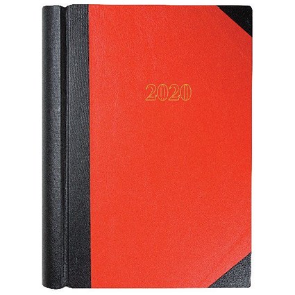 Collins 2020 A4 Luxury Desk Diary, 2 Pages Per Day, Red