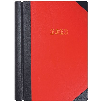Collins A4 Desk Diary 2 Pages Per Day Black/Red 2023