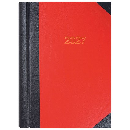 Collins A4 Desk Diary 2 Pages Per Day Black/Red 2027