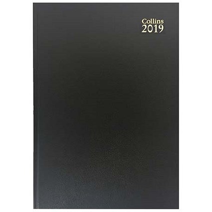 Collins 2019 Desk Diary, Day Per Page, A4, Black