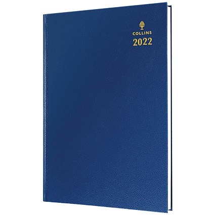 Collins A4 Desk Diary Day Per Page Blue 2022