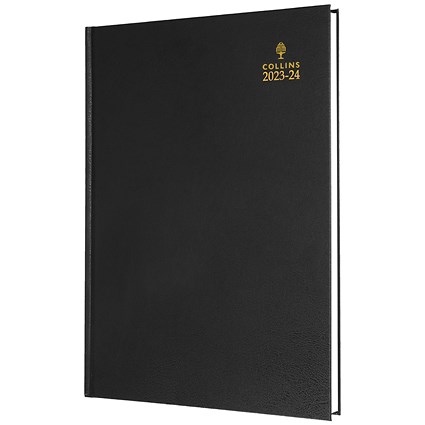 Collins A4 Academic Diary, Day Per Page, Black, 2023-2024