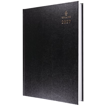 Collins A4 Desk Diary 2 Pages Per Day Black 2027