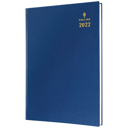 Collins A5 Desk Diary Day Per Page Blue 2022
