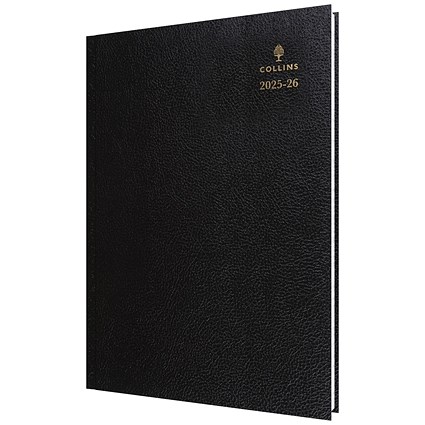 Collins A5 Academic Diary, Day Per Page, Black, 2025-2026