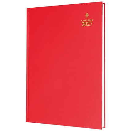 Collins A5 Desk Diary Day Per Page Red 2027